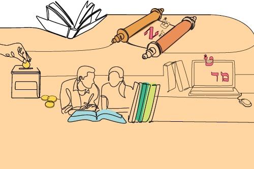 Drawing of couple reading